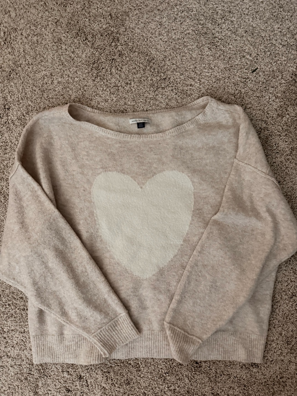 American Eagle Outfitters Cream Heart Sweater